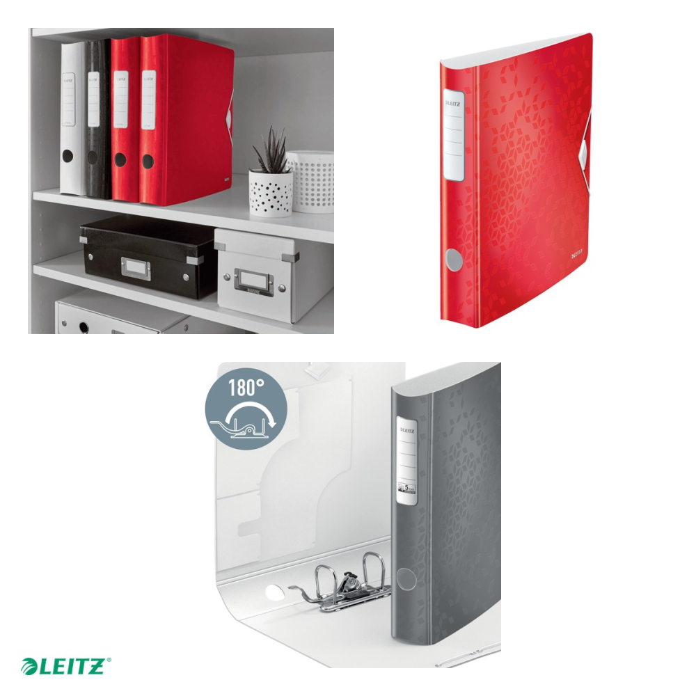Biblioraft Leitz 180° Active WOW, polyfoam, A4, 65 mm, capacitate 350 coli (80 g/mp), pentru arhivare, rosu [4]