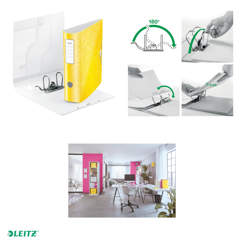 Biblioraft Leitz 180° Active WOW, polyfoam, A4, 82 mm, pentru arhivare, galben [5]