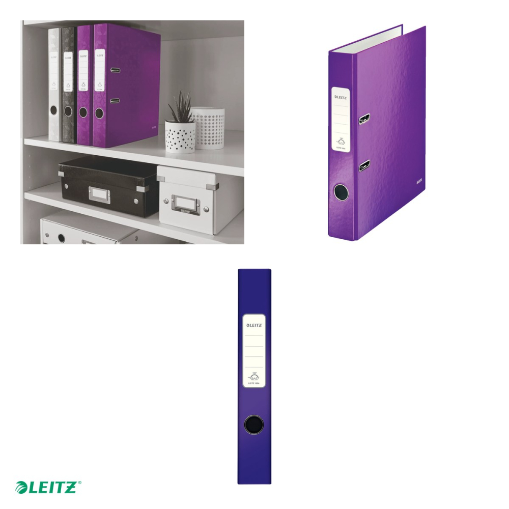 Biblioraft Leitz 180° WOW, carton laminat, A4, 52 mm, capacitate 350 coli (80 g/mp), mov [4]