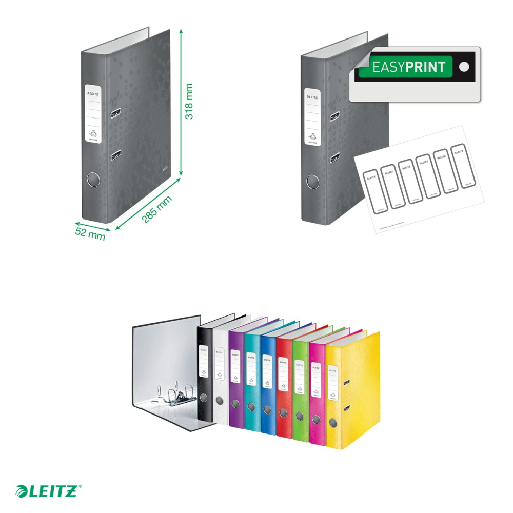 Biblioraft Leitz 180° WOW, carton laminat, A4, 52 mm, capacitate 350 coli (80 g/mp), rosu [5]