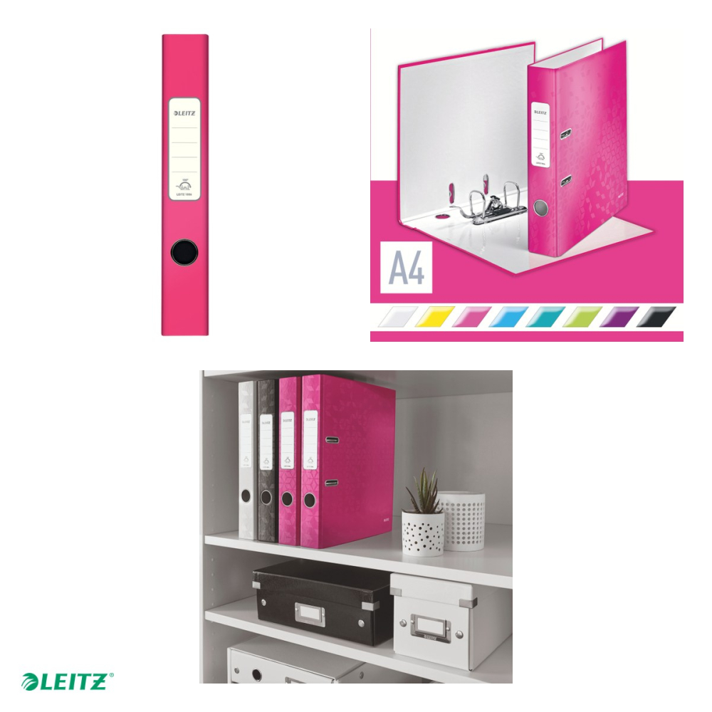 Biblioraft Leitz 180° WOW, carton laminat, A4, 52 mm, capacitate 350 coli (80 g/mp), roz [5]