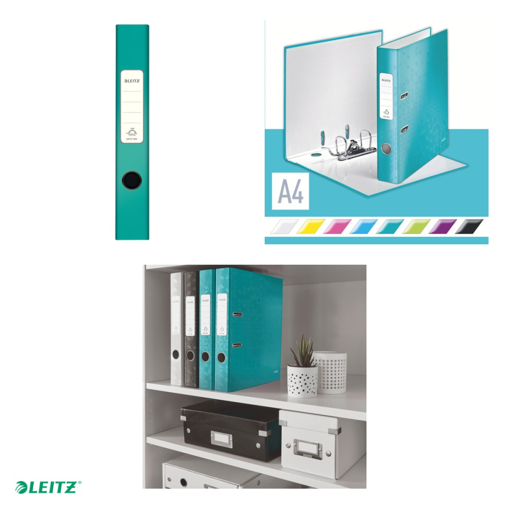 Biblioraft Leitz 180° WOW, carton laminat, A4, 52 mm, capacitate 350 coli (80 g/mp), turcoaz [5]