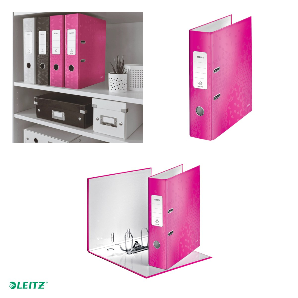 Biblioraft Leitz 180° WOW, carton laminat, A4, 80 mm, capacitate 600 coli (80 g/mp), roz [4]