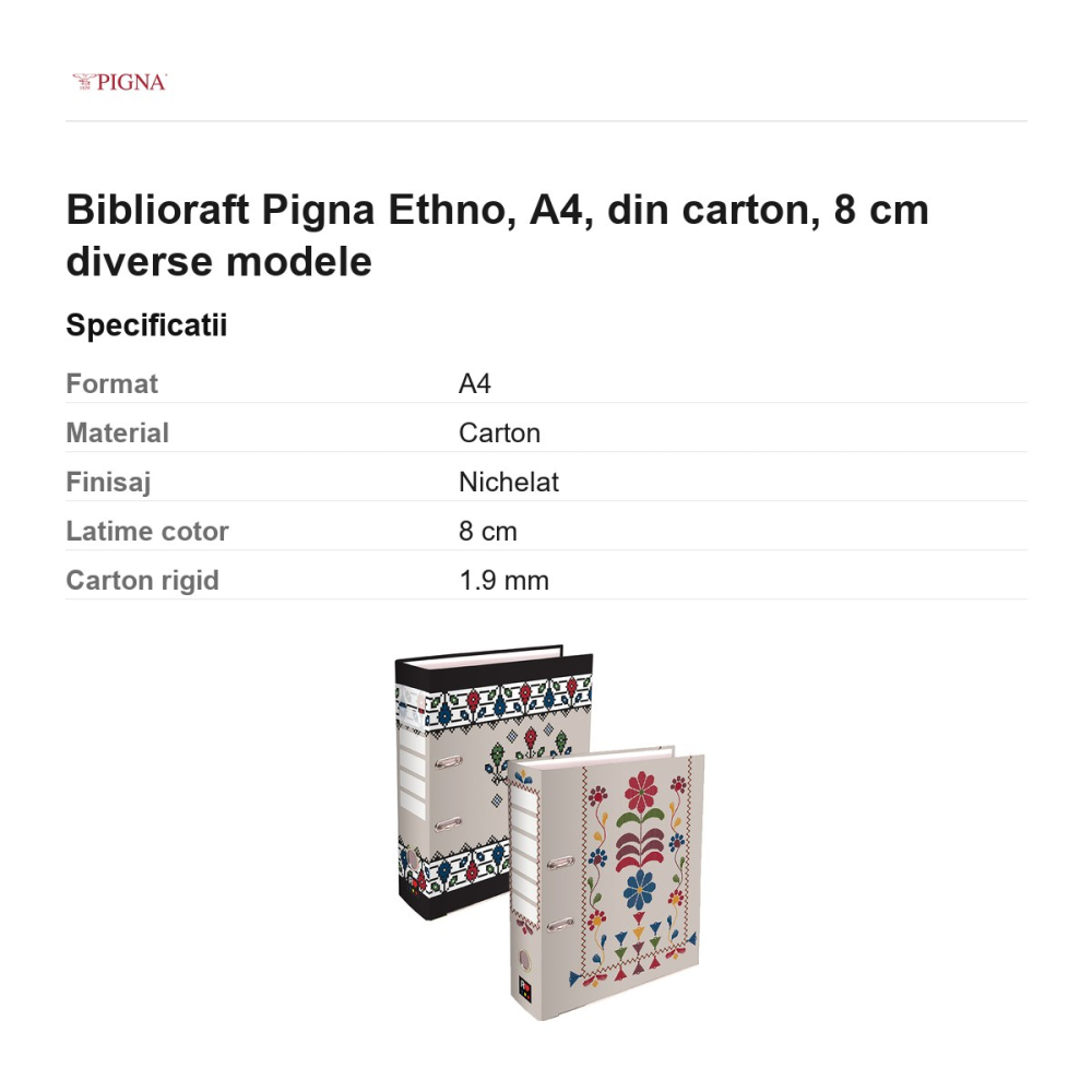 Biblioraft Pigna Ethno, A4, din carton, 8 cm diverse modele [3]
