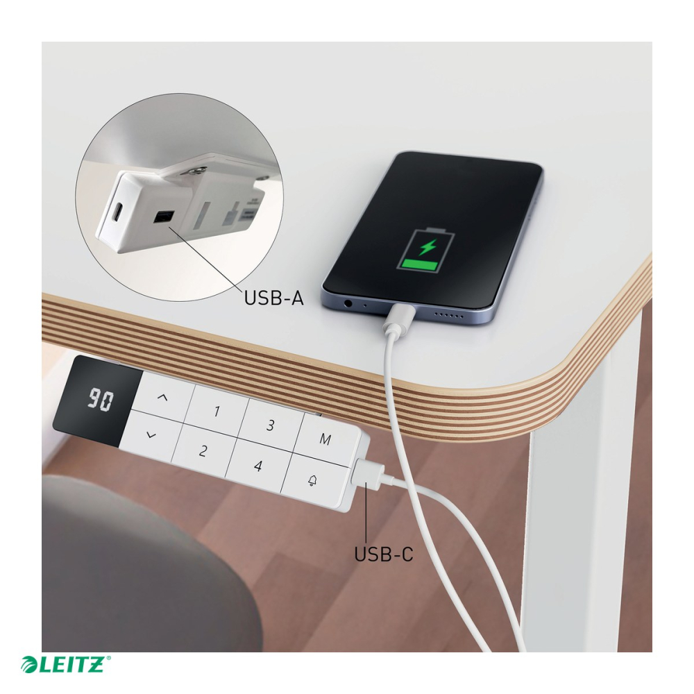 Birou ergonomic Leitz, reglabil electric pe inaltime 72-118 cm, blat 140x80 cm, alb [5]