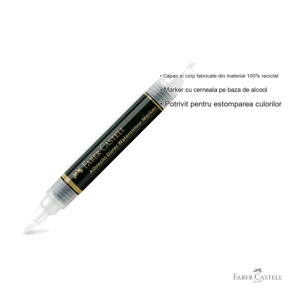 Blender marker solubil Faber-Castell Albrecht Durer, varf pensula si fineliner, pentru estompare culori [3]