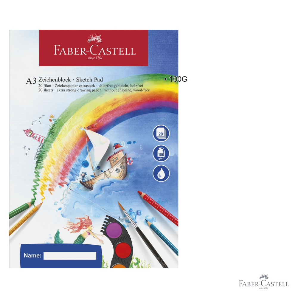 Bloc desen A3 Faber-Castell, 20 file, hartie 100g/mp pentru acuarela, coli preperforate [3]