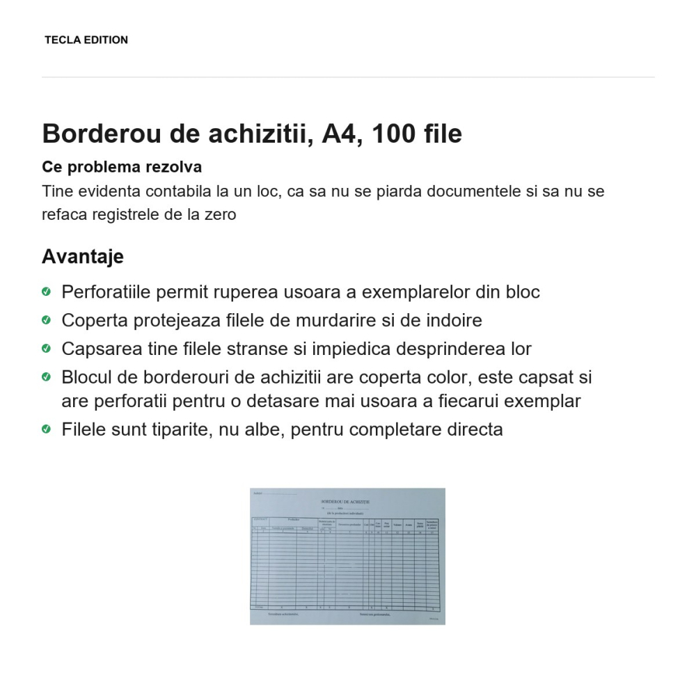 Borderou de achizitii, A4, 100 file [2]