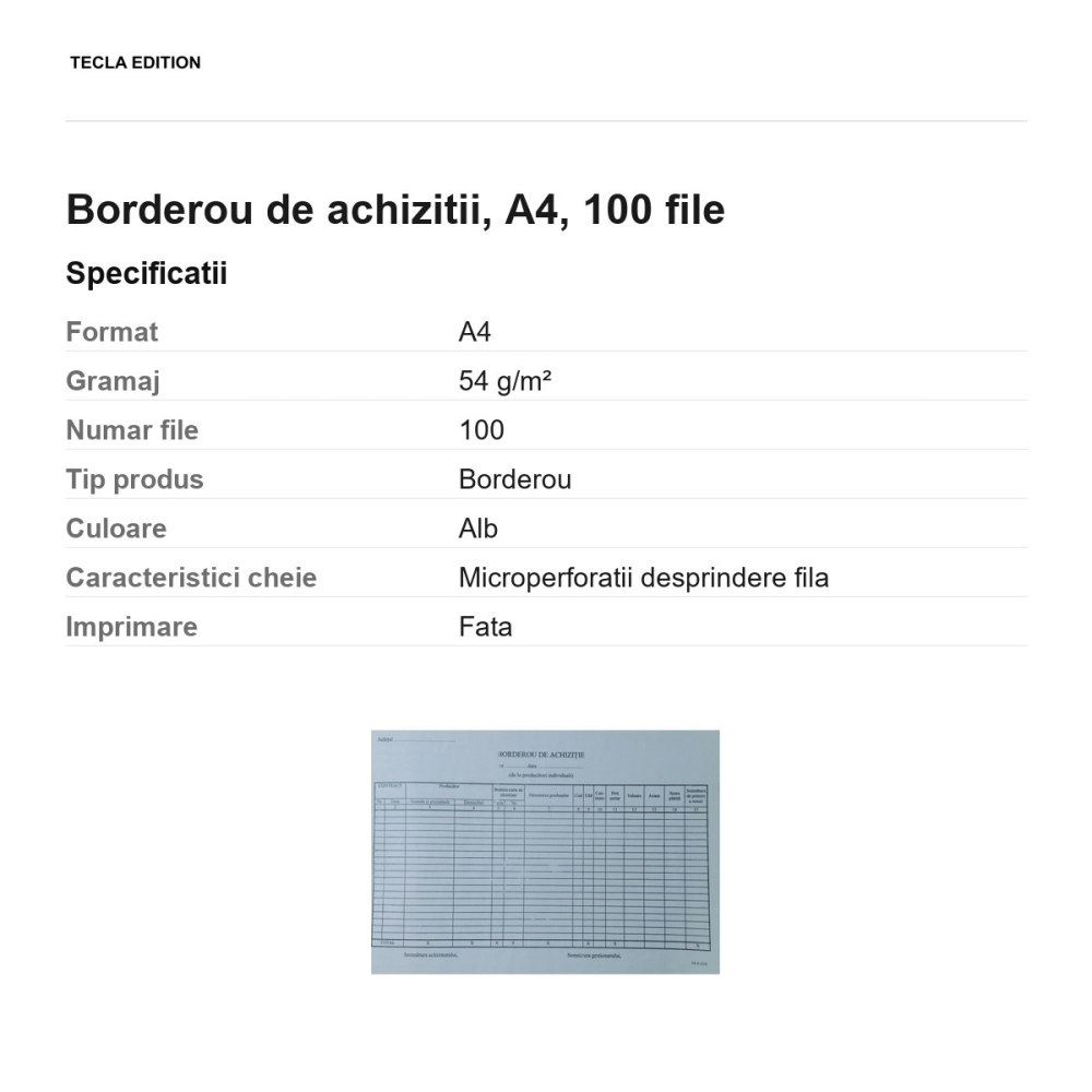Borderou de achizitii, A4, 100 file [3]