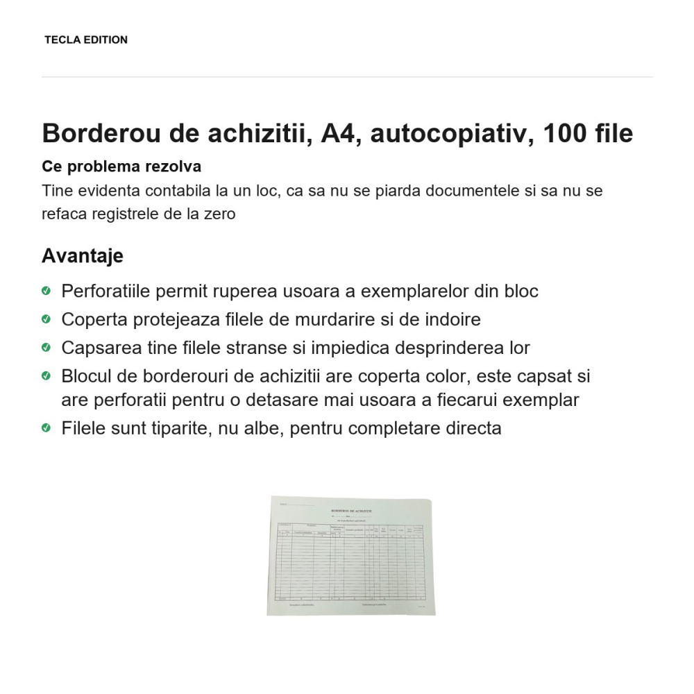 Borderou de achizitii, A4, autocopiativ, 100 file [2]
