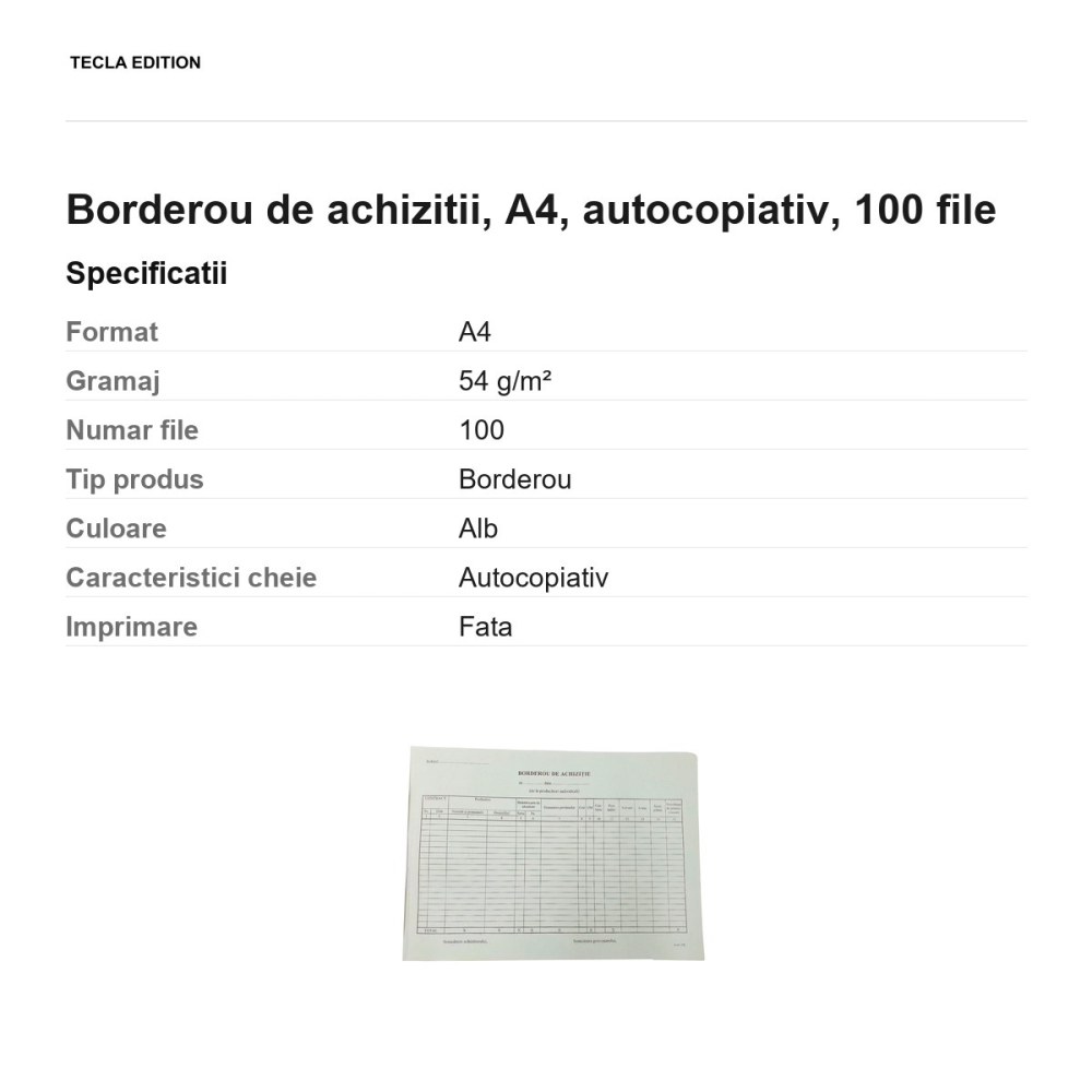 Borderou de achizitii, A4, autocopiativ, 100 file [3]