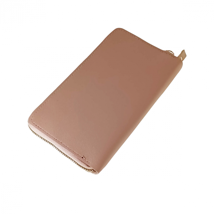 Borseta pentru smartphone, bani si documente, Model 22779, dimensiuni 20 x 11 x 4.5 cm, cu o curea reglabila de 126 cm, din piele ecologica, roz crem [3]