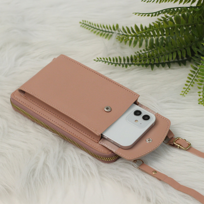 Borseta pentru smartphone, bani si documente, Model 22782, dimensiuni 20 x 11 x 4.5 cm, cu o curea reglabila de 126 cm, din piele ecologica, bej [4]