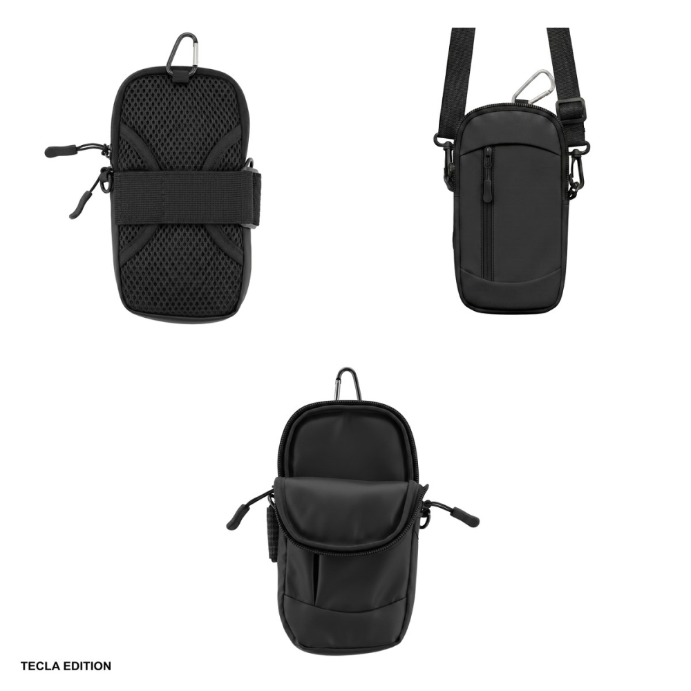 Borseta sport telefon pana la 7inch, UrbanFlex Bag, material impermeabil, snur, carabiniera pentru prindere, curea 130cm, neagra [4]