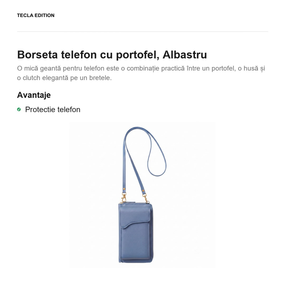 Borseta telefon cu portofel 18 x 11 x 5 cm, Albastru [2]