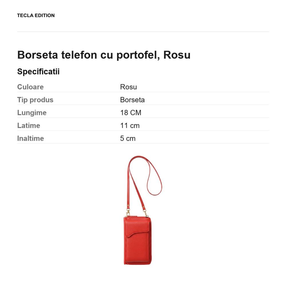 Borseta telefon cu portofel 18 x 11 x 5 cm, Rosu [3]