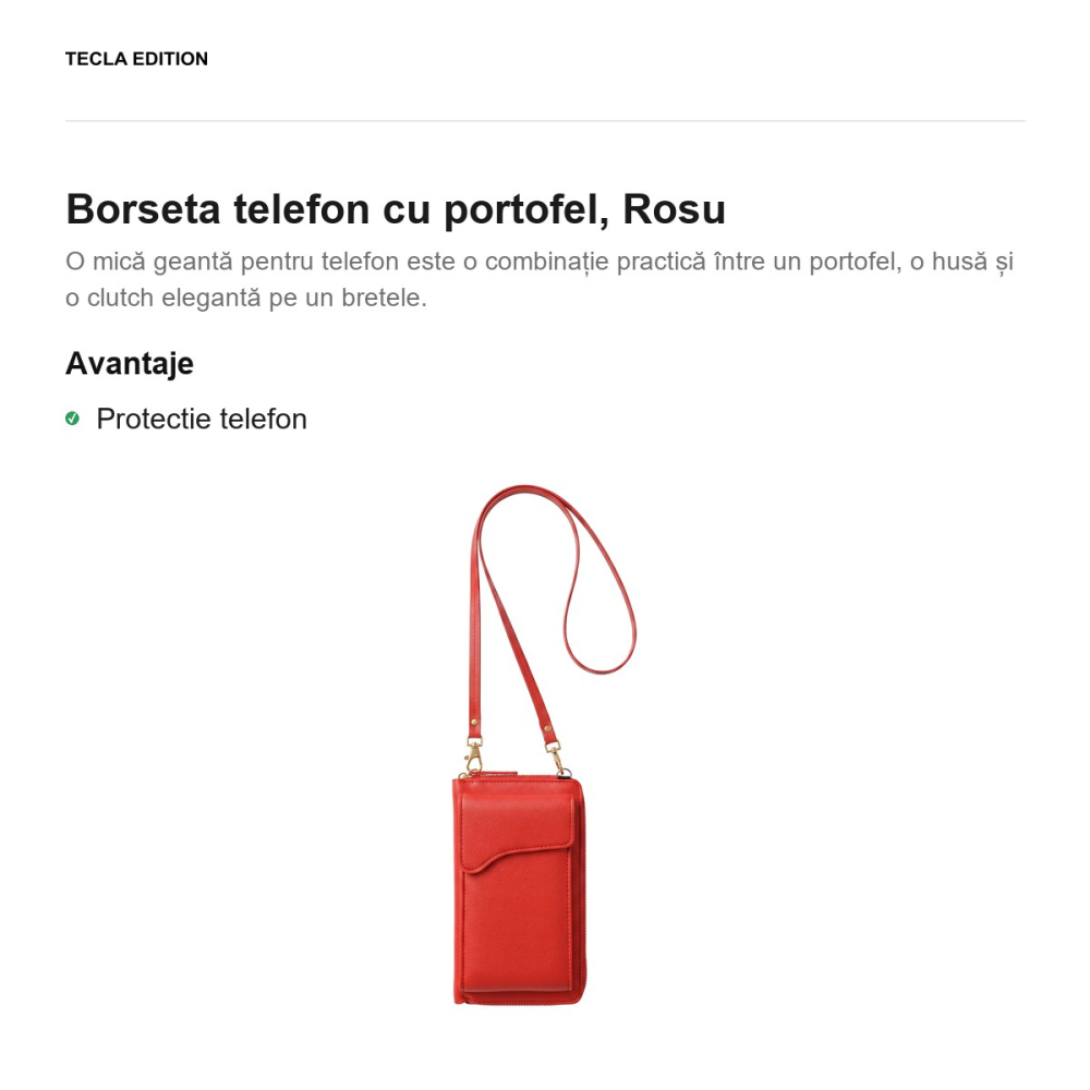 Borseta telefon cu portofel 18 x 11 x 5 cm, Rosu [2]