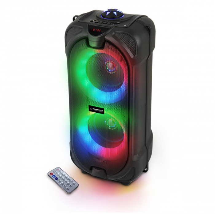 Boxa portabila 10W, Bluetooth 5.0, Aux-in jack 3.5mm, FM Radio, USB, microSD slot, intrare microfon jack 6.35mm, baterie 1800 mAh, telecomanda, TWS, ES-96120, LED RGB [2]