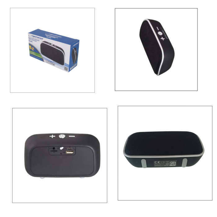 Boxa portabila Esperanza Blues, 3W, radio FM, bluetooth v.4.2, USB, slot card microSD, intrare AUX 3.5mm, dimensiuni 143 x 82 mm, neagra [5]