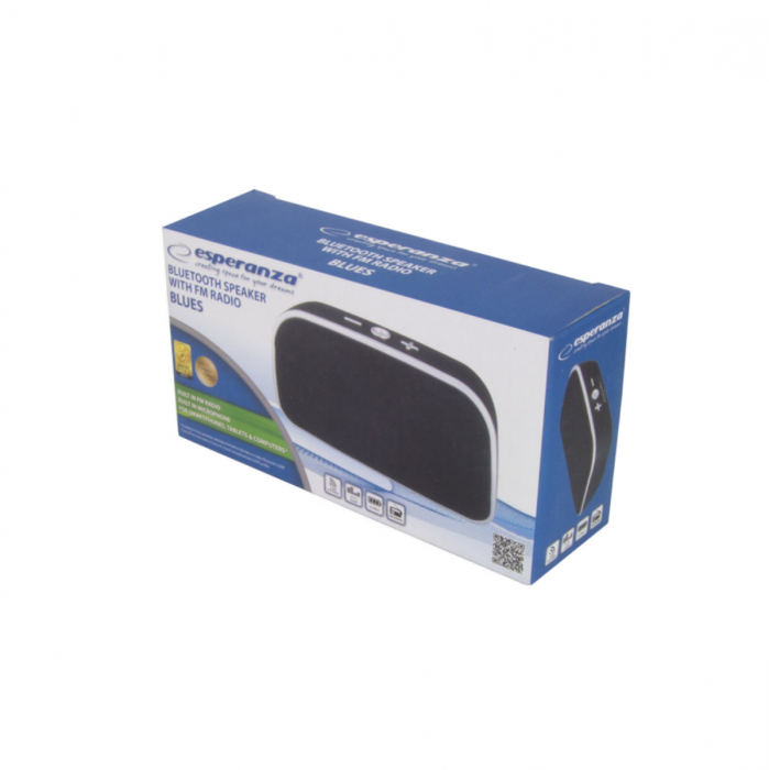 Boxa portabila Esperanza Blues, 3W, radio FM, bluetooth v.4.2, USB, slot card microSD, intrare AUX 3.5mm, dimensiuni 143 x 82 mm, neagra [3]