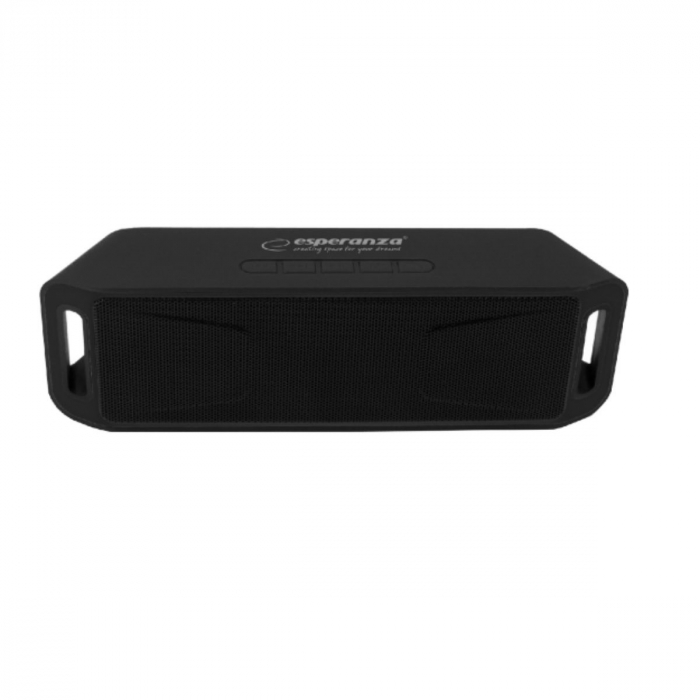 Boxa portabila Esperanza Folk, 2 x 3W, radio Fm, microfon, bluetooth, USB, microSD, intrare AUX jack 3.5mm, dimensiuni 202 x 64 mm, neagra [1]