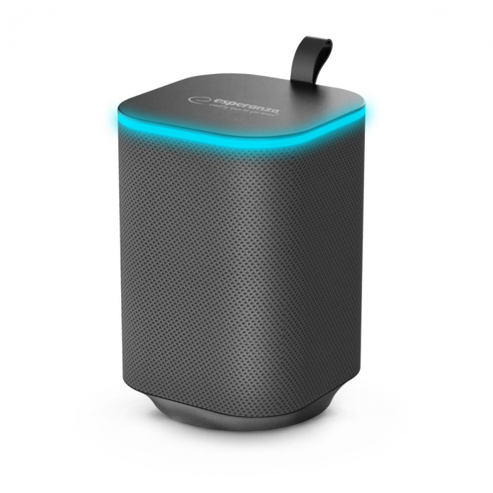 Boxa portabila Esperanza Sakara, 10W, radio FM, bluetooth v.5.0, acumulator 1200 mAh, USB, slot microSD, AUX in jack 3.5mm, iluminare LED RGB, dimensiuni 156 x 105 mm, neagra [4]
