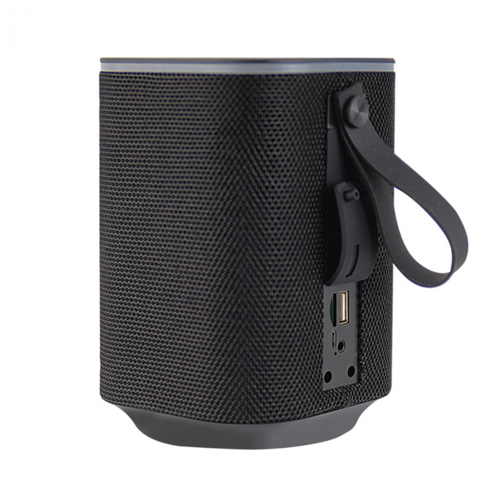 Boxa portabila Esperanza Sakara, 10W, radio FM, bluetooth v.5.0, acumulator 1200 mAh, USB, slot microSD, AUX in jack 3.5mm, iluminare LED RGB, dimensiuni 156 x 105 mm, neagra [2]