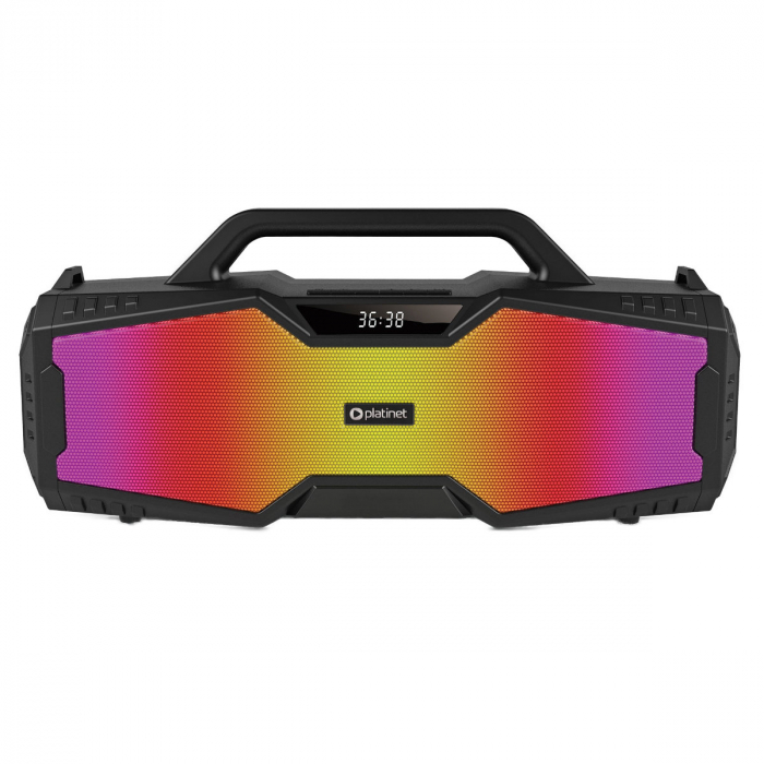 Boxa portabila Platinet Boombox Future, 16W RMS, TWS, bluetooth 5.3, USB, FM, TF Card slot, Aux-in, karaoke, baterie 3000 mAh, 4 moduri RGB, neagra [2]