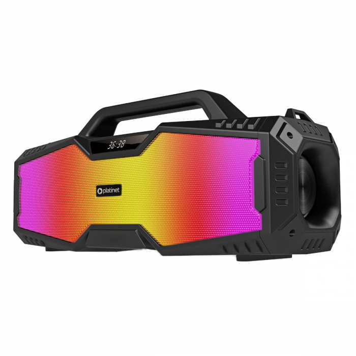 Boxa portabila Platinet Boombox Future, 16W RMS, TWS, bluetooth 5.3, USB, FM, TF Card slot, Aux-in, karaoke, baterie 3000 mAh, 4 moduri RGB, neagra [3]