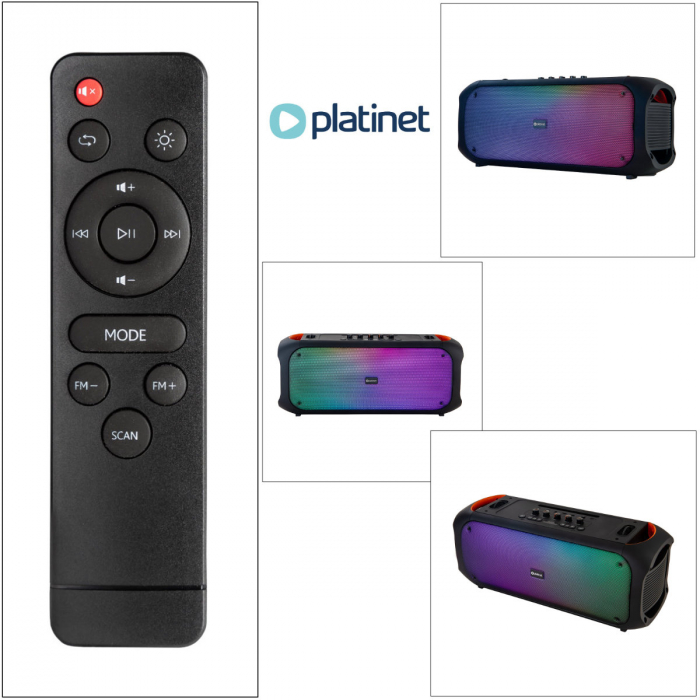 Boxa portabila Platinet Boombox Light Fusion RGB, 60W RMS, TWS, bluetooth 5.3, USB, FM, Aux, telecomanda, baterie 6000 mAh, neagra [4]