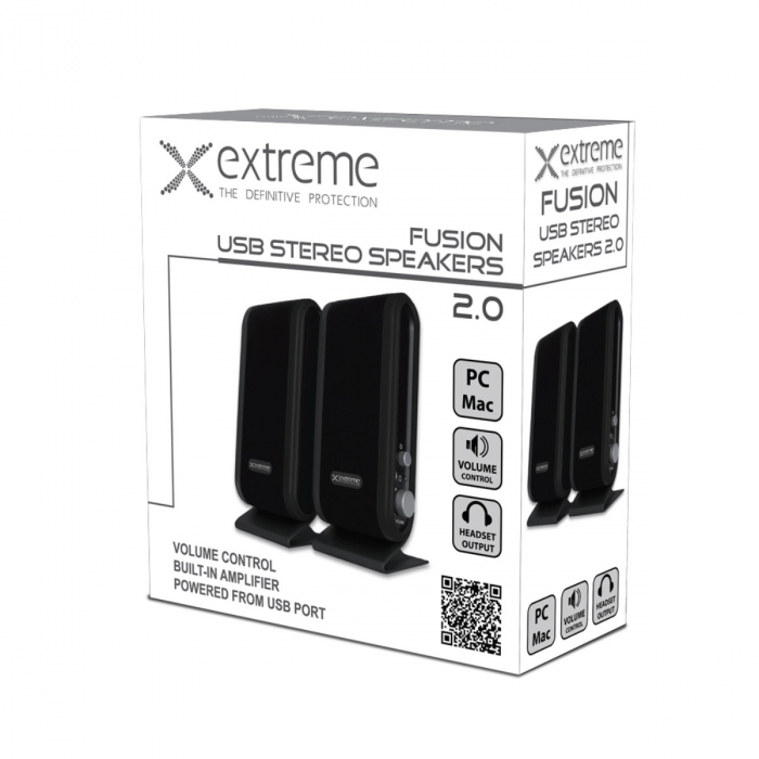 Boxe 2.0 Extreme Fusion compatibil PC, Mac, conectivitate USB si jack 3.5mm, control volum, intrare casti [2]