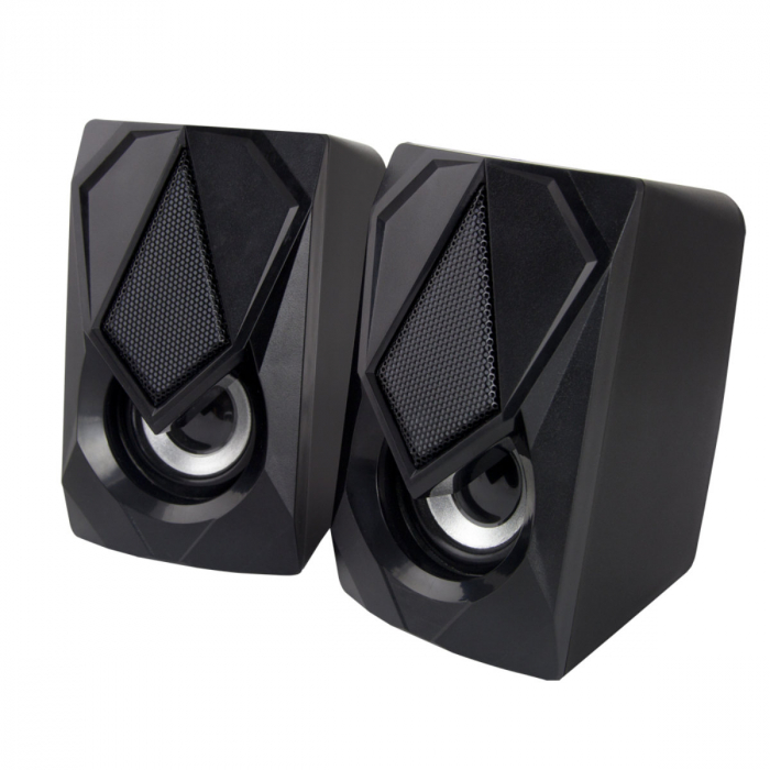 Boxe 5W USB 2.0 cu LED RGB, Esperanza Rainbow BOOGIE, cablu 120 cm, control volum, negre [2]