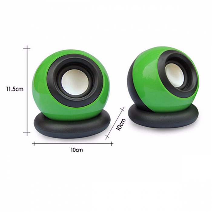 Boxe stereo 2.0, design Globe, 2x 3W, alimentare USB, conectare jack 3.5mm, verzi [3]