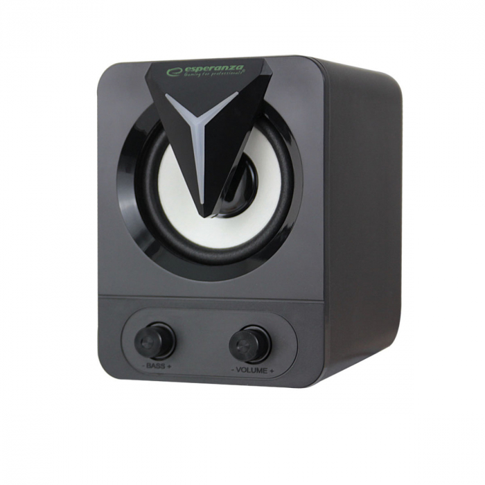 Boxe stereo 2.1, 10W, conectare jack 3.5mm, alimentare USB, Esperanza Rainbow Soprano 95857, iluminare RGB, negre [6]