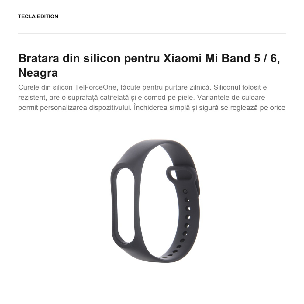Bratara din silicon pentru Xiaomi Mi Band 5 / 6, Neagra [2]