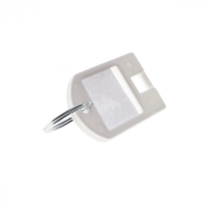 Breloc alb, 40 x 28 mm, cu eticheta de identificare si inel de prindere, Key Ring Tag, din plastic [2]