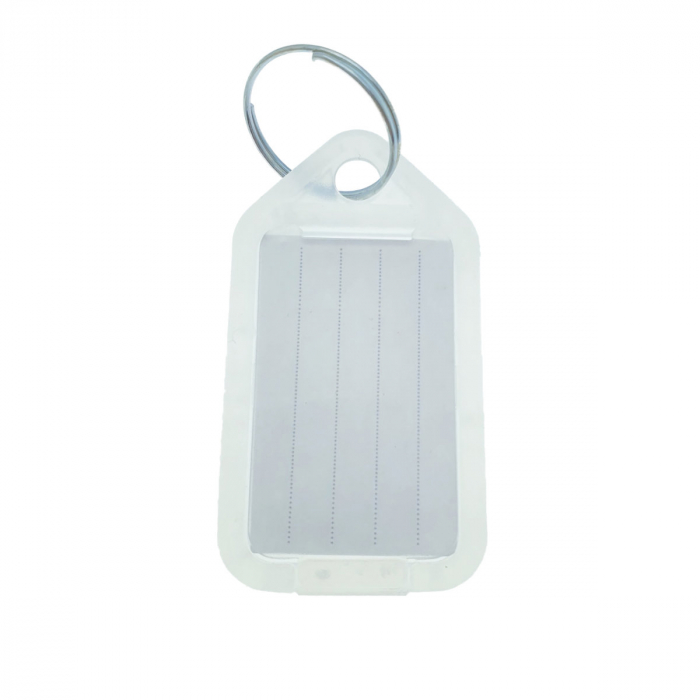 Breloc alb, 55 x 30 mm, cu eticheta identificare si inel de prindere, Key Ring Tag, din plastic [3]