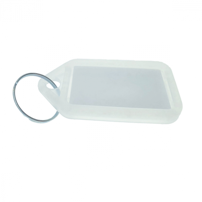 Breloc alb, 55 x 30 mm, cu eticheta identificare si inel de prindere, Key Ring Tag, din plastic [4]