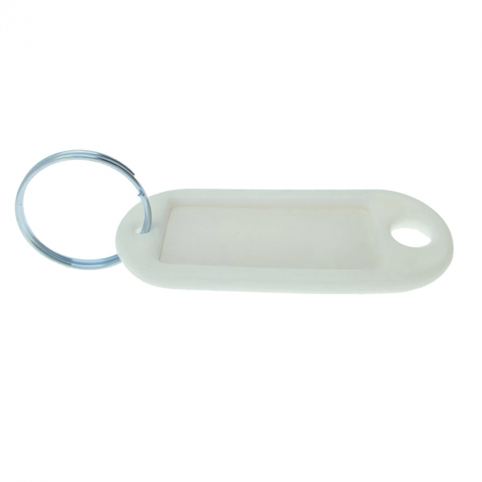 Breloc alb cu eticheta identificare si inel de prindere, Key Ring Tag, 52 x 22 mm, din plastic [1]