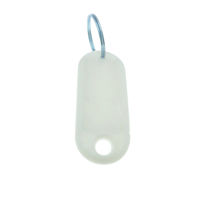 Breloc alb cu eticheta identificare si inel de prindere, Key Ring Tag, 52 x 22 mm, din plastic [5]