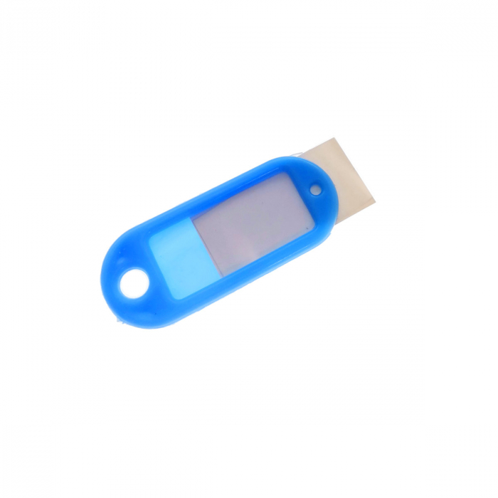 Breloc albastru deschis, cu eticheta identificare si inel de prindere, Key Ring Tag, 52 x 22 mm, din plastic [3]