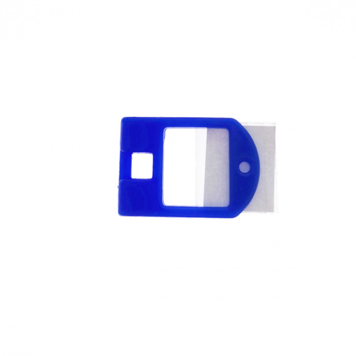 Breloc albastru intens, 40 x 28 mm, cu eticheta de identificare si inel de prindere, Key Ring Tag, din plastic [3]