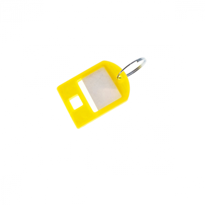 Breloc galben, 40 x 28 mm, cu eticheta de identificare si inel de prindere, Key Ring Tag, din plastic [2]