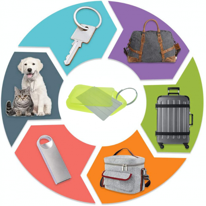 Breloc galben, 55 x 30 mm, cu eticheta identificare si inel de prindere, Key Ring Tag, din plastic [7]