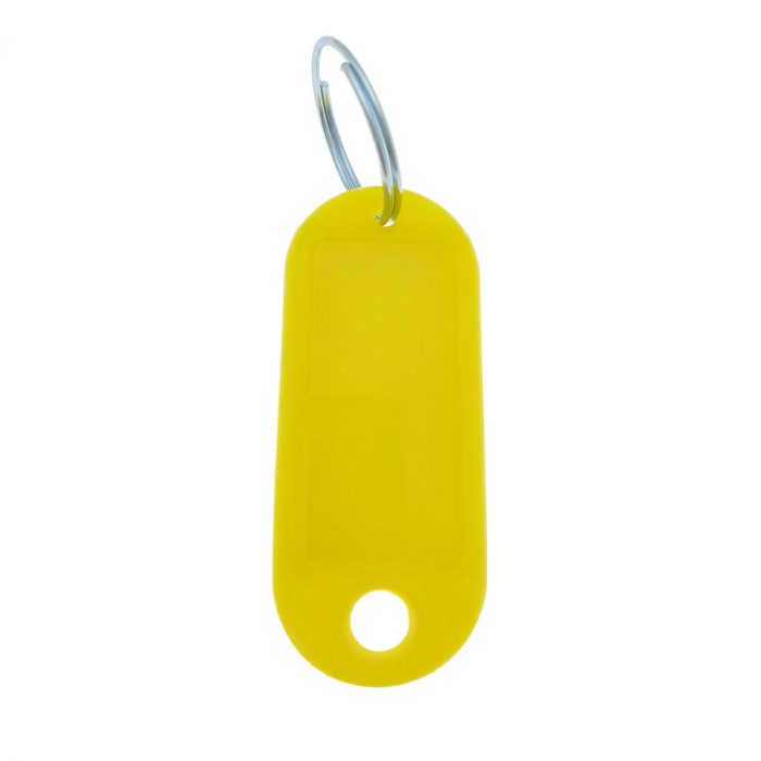 Breloc galben cu eticheta identificare si inel de prindere, Key Ring Tag, 52 x 22 mm, din plastic [5]