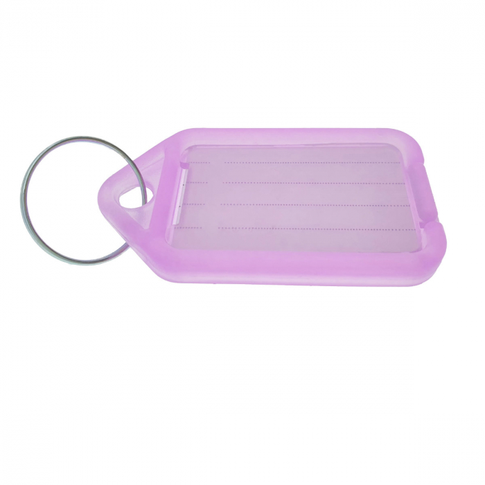 Breloc mov, 55 x 30 mm, cu eticheta identificare si inel de prindere, Key Ring Tag, din plastic [1]