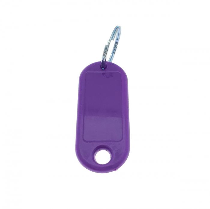 Breloc mov cu eticheta identificare si inel de prindere, Key Ring Tag, 52 x 22 mm, din plastic [5]