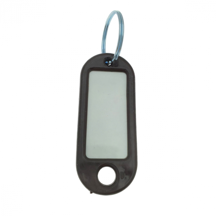 Breloc negru cu eticheta identificare si inel de prindere, Key Ring Tag, 52 x 22 mm, din plastic [4]