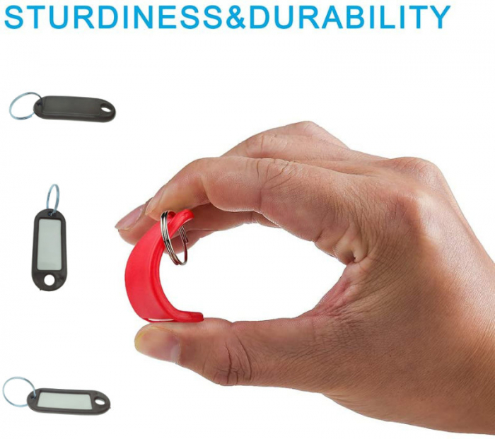 Breloc negru cu eticheta identificare si inel de prindere, Key Ring Tag, 52 x 22 mm, din plastic [7]