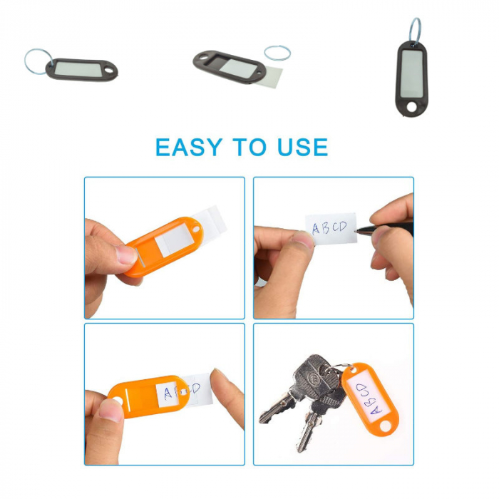 Breloc negru cu eticheta identificare si inel de prindere, Key Ring Tag, 52 x 22 mm, din plastic [9]